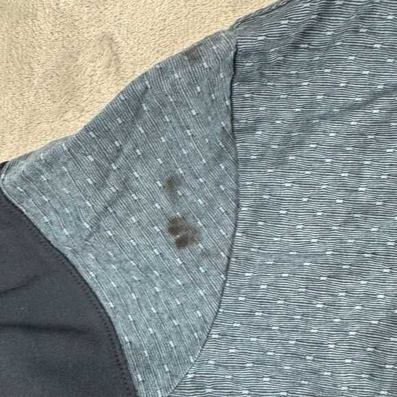 Lands End Shirt Mens XXL Blue Geometric Colorblock Golf Polo Supima Cotton - Picture 2 of 11